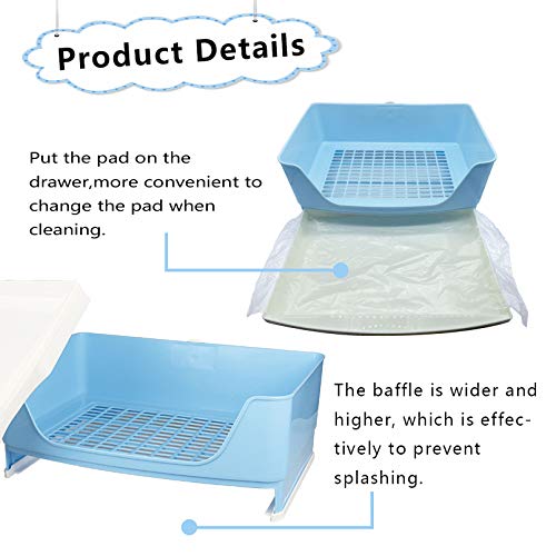 PINVNBY Large Rabbit Litter Box with Drawer,Bigger Corner Bunny Trainer Potty Pan for Guinea Pig Chinchilla Ferret Small Animals(Blue) - color: Blue