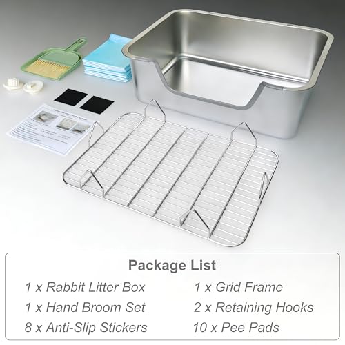 Stainless Steel Sifting Litter Box for Rabbit (L) - size: Large