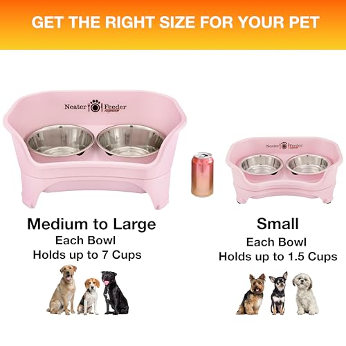 Neater Feeder Express Mess Proof Dog Bowls Elevated for Small Breeds Under 15 Lb, Made in USA, No Spill Raised Dog Food Bowl Stand, Stainless Steel Food and Water Bowl Set, Feeding Station, Pink - color: Pink, size: Small w/ Standard Bowls