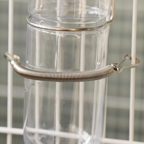 GANPUB Silver Replacement Springs with 2 Clips Stainless Steel 3.1 Inch Spring Fastening Water Drinking Bottle for Rabbit Hamster Water Bottle Spring Clip,Feeding and Watering Supplies