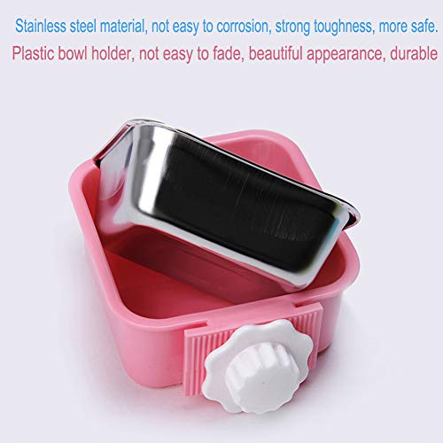 Hamiledyi 2-Pack Hanging Dog Bowls with Removable Stainless Steel Feeder - Spill-Proof Crate Bowls for Kennel/Cage, Puppy to Medium Dogs, Cats, Rabbits & Guinea Pigs (Durable Pet Food & Water Dishes) - color: D：Blue+Pink