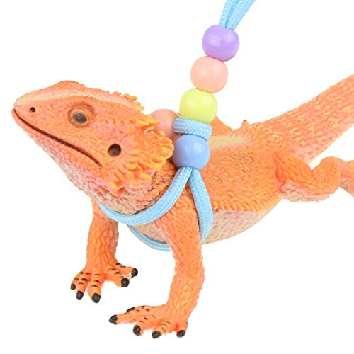 Adjustable Reptile Training Lead Harness Leash Nylon Rope for Lizard Crested Gecko Chameleon Guinea Pig Ferrets Hamster Rats (Fluorescence) - color: Fluorescence