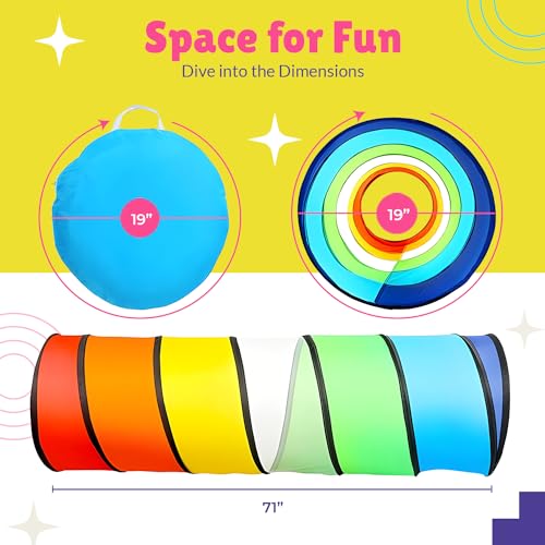 Kids Play Tunnel Set for Toddlers Double Tunnels for Indoor and Outdoor Fun | Pop-Up Crawl Tunnels for Babies, Toddlers, and Pets | Easy to Set Up, Store, and Transport | Durable and Breathable