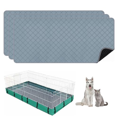3 Packs Washable Guinea Pig Cage Liners, Waterproof Guinea Pig Pee Pads Reusable Absorbent Bedding Anti Slip Mats for Small Animals Bunny Rabbit Hamster (47 x 24in) - size: 47 x 24in / 3 Packs