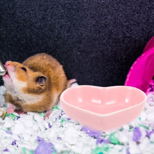 POPETPOP 3Pcs Hamster Food Bowl, Ceramic, Heart-Shaped Pet Feeder, Sufficient Quantity, Compact Size, Wide Application
