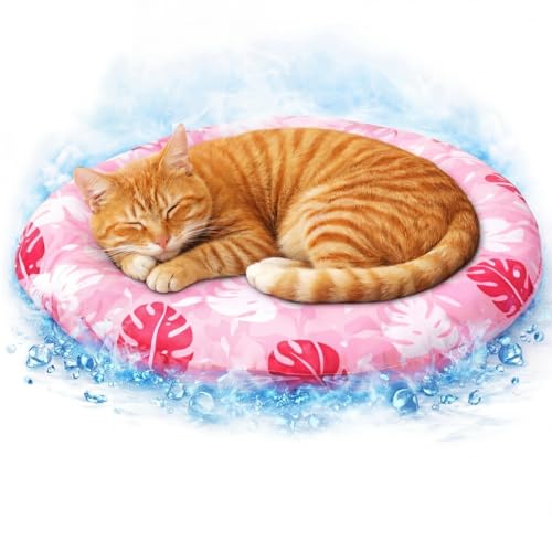 Drydiet Pet Cooling Mat for Cats & Small Dogs, Gel Pad, Washable, 20.1 in | No water or refrigeration needed; washable, scratch-resistant gel mat keeps cats and small dogs cool indoors or outdoors. - color: Pink
