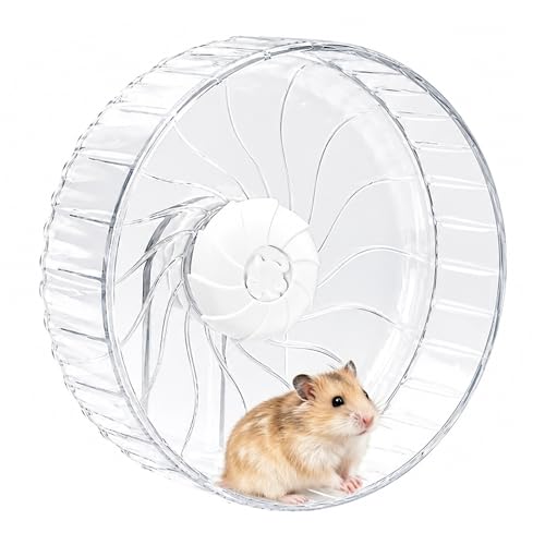 10 inch Silent Hamster Wheel, Stand-Free Cage Spinner, Large Size, Clear | Large Size, Stand-Free Cage Installation, Smooth-Rotating Exercise Wheel for Syrian Hamsters and Gerbils - color: Clear Without Stand, size: 10in