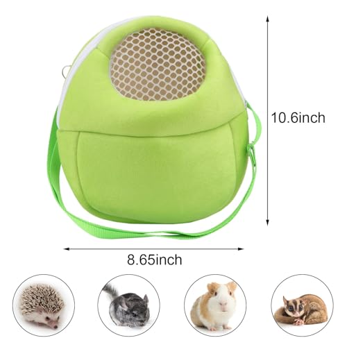 Hypeety Pet Carrier Bag Breathable Portable Travel Backpack for Guinea Pig | Breathable mesh pouch, hands-free sling outgoing bag, secure zipper, for hedgehog/hamsters/sugar glider/chinchilla, green - color: Green
