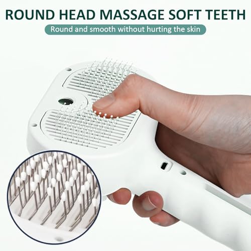 3 In 1 Self Cleaning Steamy Pet Brush, Cat & Dog Steam Brush Spray Hair Removal Comb - Anti-Static, Dog Grooming Tool with Steam & Self-Cleaning, Skin-Friendly Design + Bathing Solution