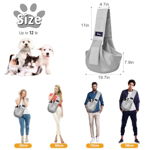 Dog and Cat Sling Carrier - Hands Free Reversible Pet Papoose Bag - Soft Pouch and Tote Design - Suitable for Puppy, Small Dogs Cats Outdoor - color: Msh Grey