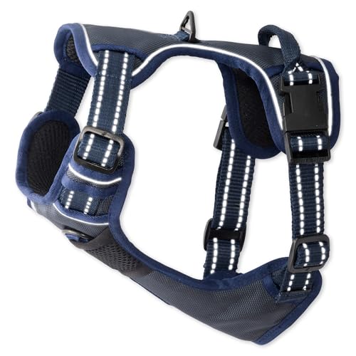 Pet Passion MAX - THE Hardy Reflective Harness, Navy, Small - color: NAVY, size: Small (10-25 lbs)