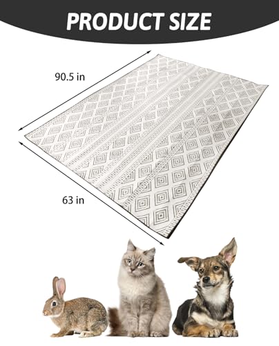 BNOSDM 91" X 63" Washable Bunny Cage Liners Large Rug for Rabbits Large Non Slip Pad for Bunnies Resuable Rabbit Liner for Chinchillas Cats - size: 91" X 63"
