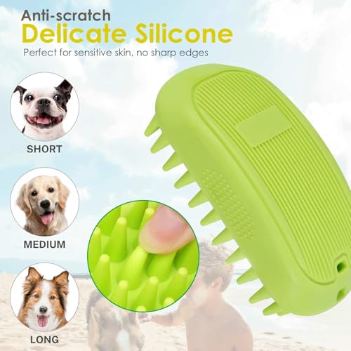 Dog Grooming Brush, Premium Soft Silicone Pet Bath Brushes, Rubber Shampoo Soothing Comb Scrubber for Wet Dry Long Short Haired Dogs & Cats Massaging, Deshedding Shower Scrubbing - color: YELLOW