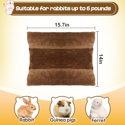 15.7" x 14" Soft Bunny Bed - Rabbit Bed, Warm Cuddle Cushion Plush Mat for Guinea Pig, Ferret, Small Animal - Brown - color: Brown