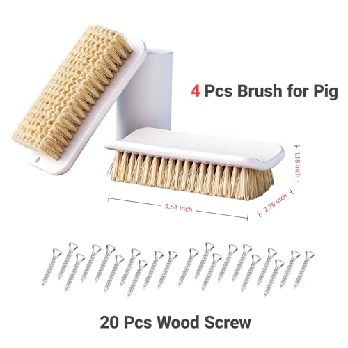 4 Pcs Pet Enrichment Toy, Pet Grooming Brush & Scratch Toy 2-in-1 for Mini Pig,Cats, Dogs - Includes Mounting Screws for Easy Install