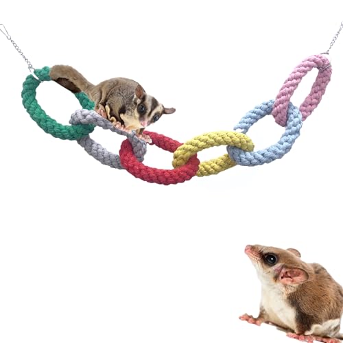 Sugar Glider Hanging Six-Ring Swing Toys And Climbing Rope Cage Accessories For Sugar Glider, Ferret, Hamster, Squirrel, Chinchilla, Parrots Exercising