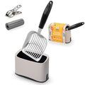 Heavy Duty Full Metal Cat Litter Scoop with Holder - Speed Sifter Litter Box Scooper Captures All Clumps - Kitty Litter Sifting Shovel Comfy Handle - Cat Scooper Includes Litter Bags & Non-Slide Clip | Heavy Duty Ergonomic Handle, Dust Free Quick Sifting