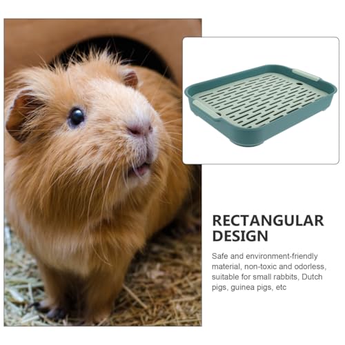 Rabbit Litter Box Rectangular 10.62X7.40X1.57In Bunny Potty Trainer with Raised Fence for Small Pets Hamsters Guinea Pigs Indoor Use - color: Green
