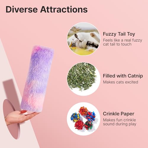 Potaroma Cat Toys Pillows, 3 Pcs, Catnip Inside, Interactive Indoor Fun | Crinkle Sound, Soft and Durable, Kitten Kicker, Promotes Kitty Exercise - color: Pastel Colors