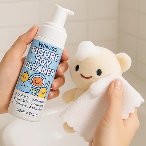 Figure & Plush Toy Cleaner - 5oz Foam Spray for Stuffed Animals & Soft Dolls with Brush & Cloth | No Rinse, Zero Residue, Color-Safe| Safe for Delicate Fabrics & Pets, Christmas Gifts for Plush Lovers