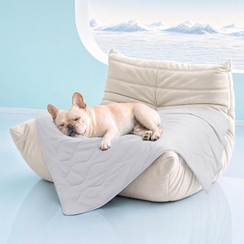 Luciphia Cooling Dog Blanket, Q-MAX>0.5 Pet Throw for Couch, Crate & Bed | Cools on contact—no power needed. Soft, breathable, gentle on sensitive skin; dog & cat cooling throw, Light Grey,29x40 - color: Light Grey, size: 29x40 inches