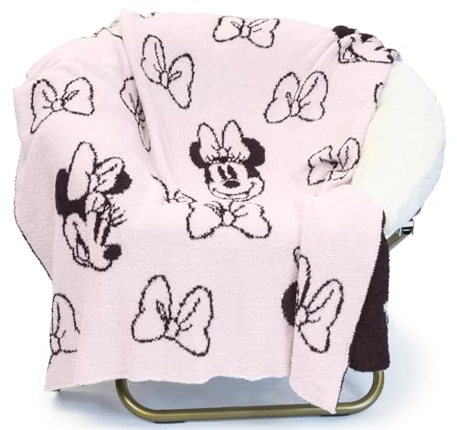 Jay Franco Disney Minnie Mouse Feather Knit Fluffy Throw Blanket for Girls - Light Pink Bows Fuzzy Blanket Measures 50 x 60 inch | Super Soft Lightweight Bedding - color: Light Pink - Minnie Mouse