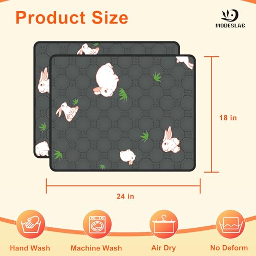 2-Pack Guinea Pig Cage Liner, 18in x 24in Fast Absorption Washable Bedding Pee Pads for Dogs Puppy Rabbit Small Animal Cage Mat, Leakproof & Non-Slip - color: Gray, size: 18" x 24", 2pcs