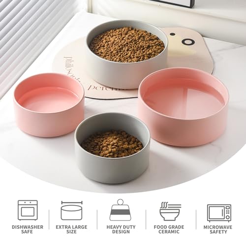 6'' Ceramic Dog Bowl - 30Oz Classic Dogs Food & Water Bowl for Small and Medium Breed Dogs, Heavy Duty Non-Slip Dog Dishes, Food Grade Stoneware Pet Bowl, Dishwasher & Microwave Safe, Pink - color: Bowl - Pink, size: 6 inch