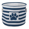 Bone Dry Pet Storage Collection Striped Paw Patch Bin, Small Round, Navy - color: Navy, size: Small Round