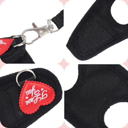 Ferret Harness and Leash Set, Adjustable Leopard Print Leash for Small Pets Including Ferrets Guinea Pigs Rabbits Bunny Hamsters and Kittens (Black)