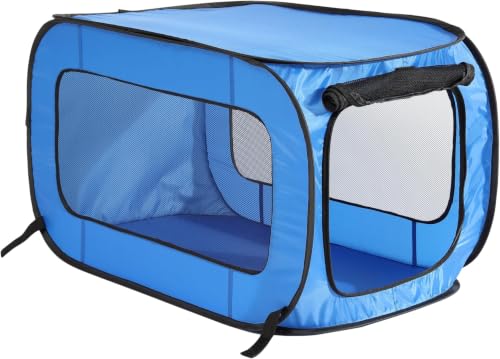 Beatrice Home Fashions Portable, Collapsible, Pop Up Kennel Travel Cat and Dog Crate, 32.5" L x 19.5" W x 19.5" H, Blue (Pack of 12) - color: Blue, size: 32.5"L x 19.5"W x 19.5"H (Pack of 12)