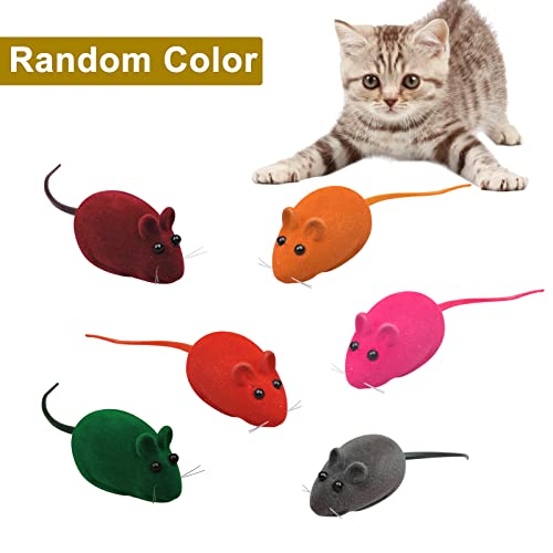 Andiker 3 Pcs Cat Mouse Toy, Flocking Squeaking Mouse Cat Toy 3 Random Colors Soft Small Cat Toys for Indoor Cats Interactive Cat Toy for Cats and Kitten to Catch and Bit (3pcs)