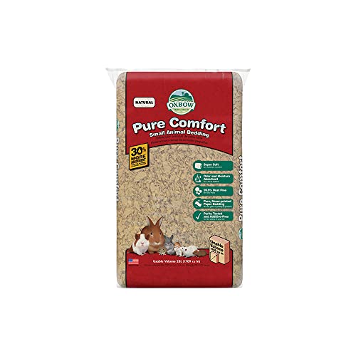 Oxbow Small Animal Bedding, Hamster, Guinea Pig, Rabbit, Natural, USA, 28 L | Pure Comfort, Hamster Bedding, Guinea Pig Bedding, Low Dust, Virgin Paper, Litter Box, Bunny, Rats, Gerbils, Chinchillas - color: Natural, size: 28 Liter