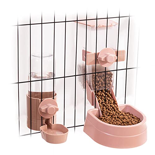 Oncpcare Rabbit Food Dispenser Water Bottle, Small Animal Bowls for Cage, Hanging Automatic Small Pet Water Bowl for Bunny Guinea Pig Ferret - color: Pink