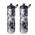 HydraPak Polar Sport Insulated Water Bottle 2-Pack (24oz, Contender Black) | High Flow, BPA Free, Tri-Layer Insulation, Leakproof, Dash Handle, Easy Squeeze, Self-Sealing Cap, for Sports - color: Contender Black, style: 24oz/700ml (2-Pack)