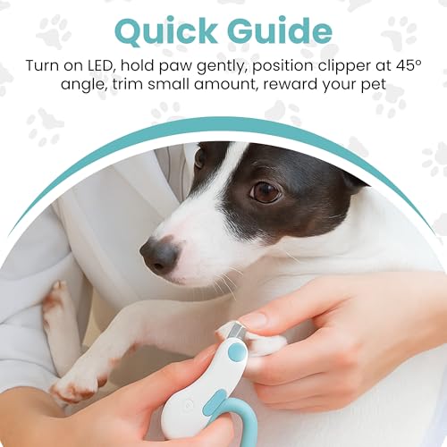 LED Pet Nail Clipper with Safety Guard for Cats & Small Dogs - Claw Trimmer with Light for Nail Bloodline - Razor Sharp Blades for Kitten Bunny Rabbit Bird Ferret Guinea Pig Hamster
