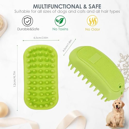 Dog Grooming Brush, Premium Soft Silicone Pet Bath Brushes, Rubber Shampoo Soothing Comb Scrubber for Wet Dry Long Short Haired Dogs & Cats Massaging, Deshedding Shower Scrubbing - color: YELLOW