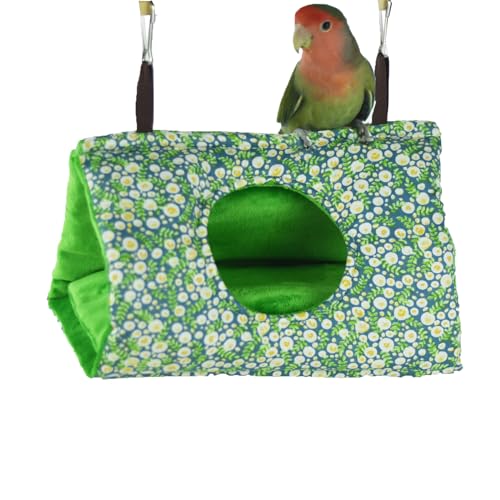 Large Winter Warm Bird Nest House Cockatiel Bed for Cage Hanging Hammock | Fluffy Parrot Bedding Snuggle Hut with Pad,Parakeets House Sleeping Hideaway,Small Medium Parrots Lovebirds Quaker - size: Large