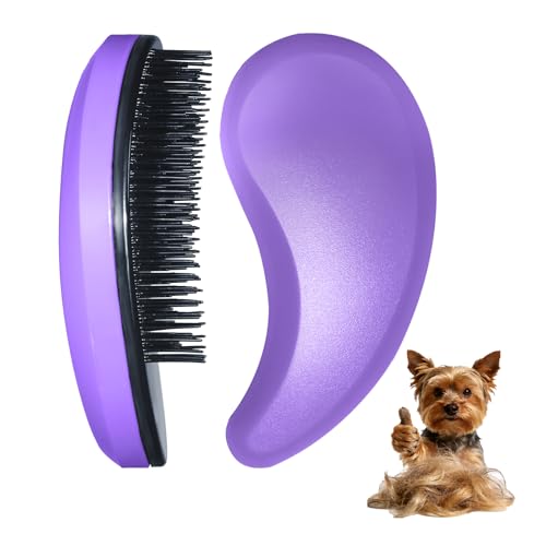 Small Dog Brush, Skin-friendly Soft Bristles (Purple) | Puppy Hair Brush, Massage and Bath Supplies, Pet Grooming Tool for Teddy, Yorkies, Maltese, Shih Tzu, Chihuahua - color: Purple