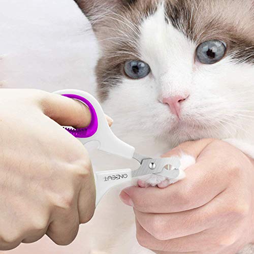 Pet Nail Clippers, Update Version Cat & Kitten Claw Nail Clippers for Trimming, Professional Pet Nail Clippers Best for a Cat, Puppy,Rabbit, Kitten & Small Dog,Sharp & Safe (Purple) - color: Purple