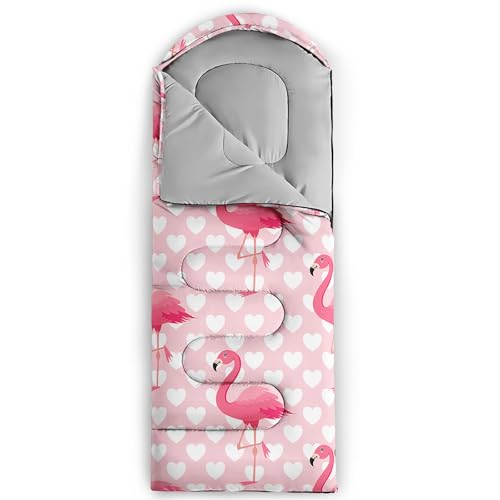 Camping Sleeping Bags Warm & Cool Weather Waterproof Backpacking Sleeping Bag All Seasons Camping, for Adult Kids Boy Girls Camping Gear Equipment, Traveling - color: F-Flamingo1