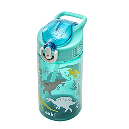 Zak Designs Dinosaur 16oz Leak-Proof Straw Kids Water Bottle, Plastic - color: Dinosaur, size: 16 Ounces