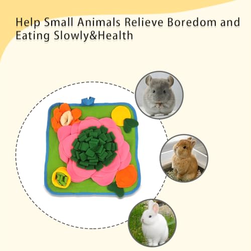 Rabbit Foraging Mat，Bunny Snuffle Mat for Hamsters Puzzle Toys Ferrets Interactive Feeding Mat for Guinea Pigs Hedgehog Chinchillas Small Animals Stress Relief (Green Pink) - color: Green Pink