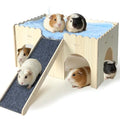 kathson Large Guinea Pig Hideout, Upgraded Guinea Pig Castle with Anti-Slip Ramp Detachable Hamster Hiding Hut Small Animal House for Hamsters Chinchillas Bunny