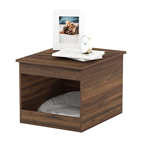 Furinno Peli Top Opening Litter Box Enclosure, Columbia Walnut | Litter Box Furniture, Wooden Pet House, Easy Assembly, for Living Room - color: Columbia Walnut, size: Top Opening