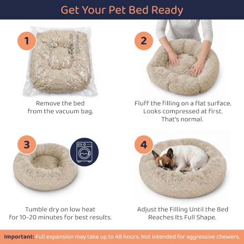 Donut Dog Bed - Premium Comfort for Anxiety Relief - Fluffy & Calming Design with Ultra-Plush Support | Cozy Round Dog Bed with Super Soft Circle Style (Cream, Large) - color: Cream, size: Large (36"L x 36"W x 10"Th)