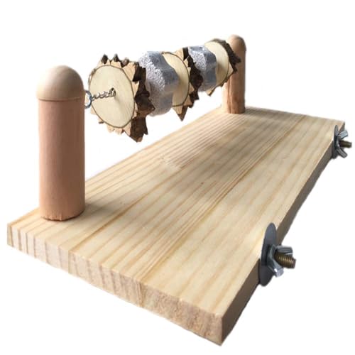 kathson Hamster Wood ledges Platform, Wooden Chinchilla Ledges Platform with Lava Ledge Blocks Chew Toys Pet Cage Resting Wooden Shelf Chinchilla Cage Accessories for Hamster Guinea-Pigs Mouse
