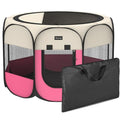 Portable Pet Playpen Puppy Pen Dog Tent Cat Playpen | 8-Panel Indoor/Outdoor Puppy Pen with Shade Cover & Travel Bag - Waterproof Dog Cat Tent - color: Pink, style: Small (29"x29"x17" with free bonus)