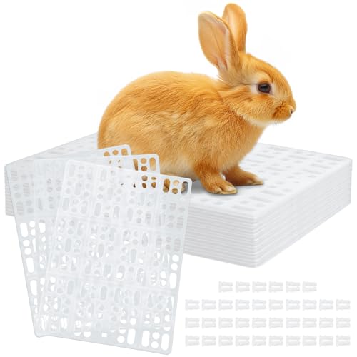18 Pack Rabbit Cage Mats - 13x10 Inch Plastic Rabbit Floor Mat with Snap Joint - Small Animal Feet Pads Floor Mat for Pet Cats Dogs Bunny Chinchilla Guinea Pig