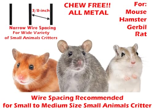 30" Large 3-Levels Easy Setup Foldable Bite-Proof Tight Bar Spacing Ferret Chinchilla Sugar Glider Rats Mice Mouse Rodent Hamster Gerbil Hedgehog Small Animal Critter Metal Travel Carrier Cage